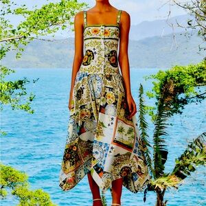multicolor Latin Trip Scarves Organic Cotton Midi Dress